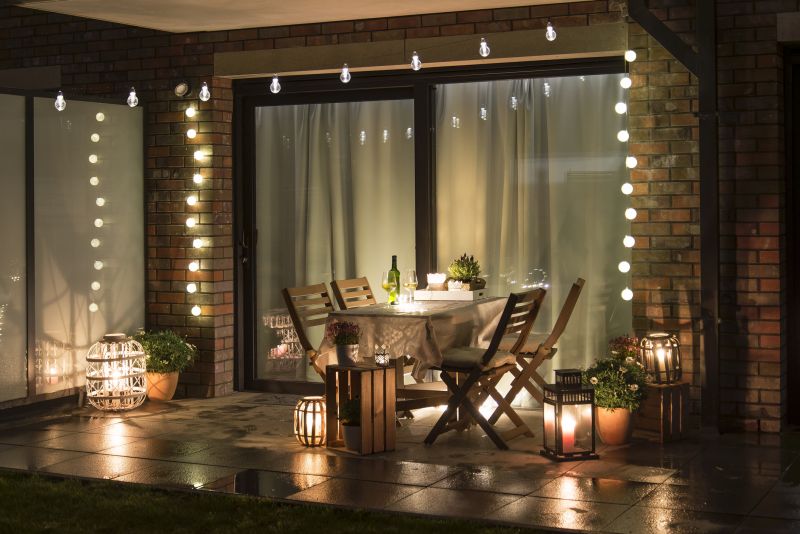 Paver patio with outdoor lighting