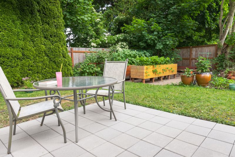 Spacious paver patio with seating